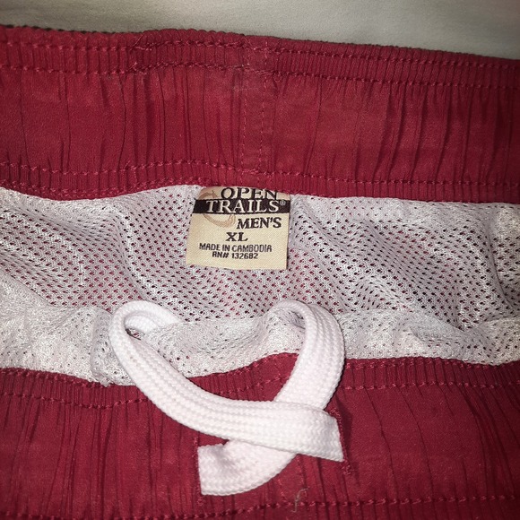 New Open Trails Men's Red Black Stripes down legs Swim Board Shorts XL - Picture 5 of 5